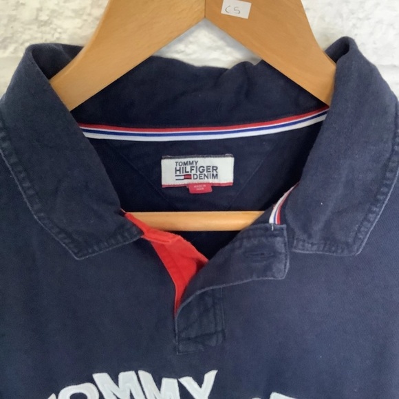 Vintage Tommy Hilfiger Spellout Rugby Shirt - Size 2xl x- P2P 27โ - Navy & White - Picture 6 of 8
